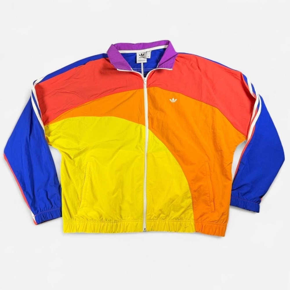 Adidas Originals Pride Off-Centre Windbreaker Jacket Rainbow Size XL